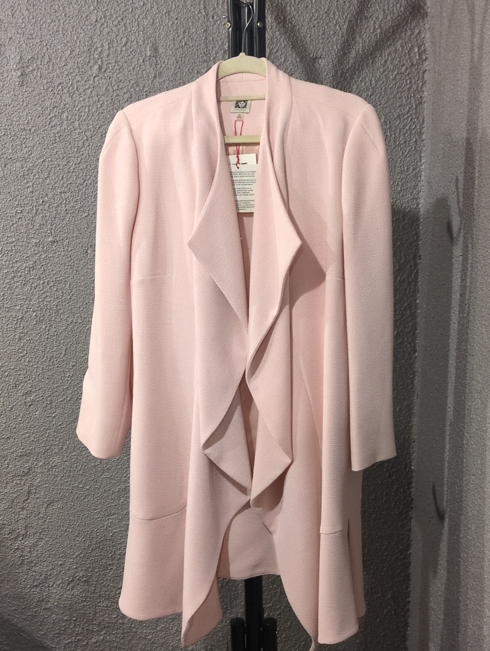 Light Pink Women's Draped Open Front Coat
